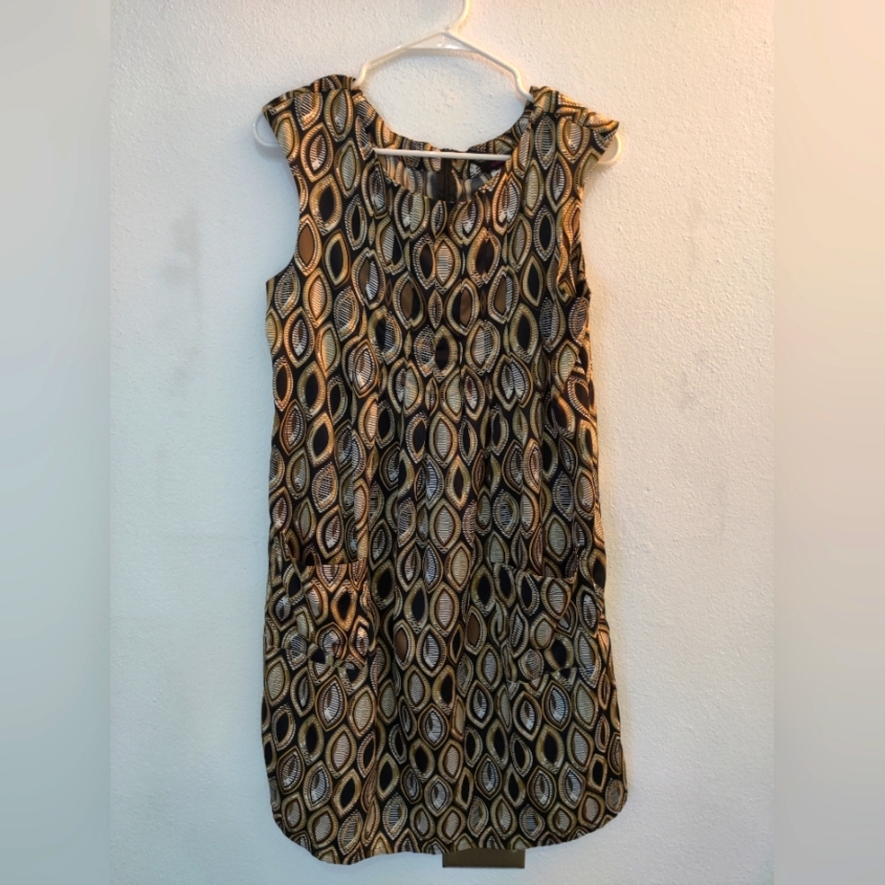 Gold toned Tunic Dress with Pockets